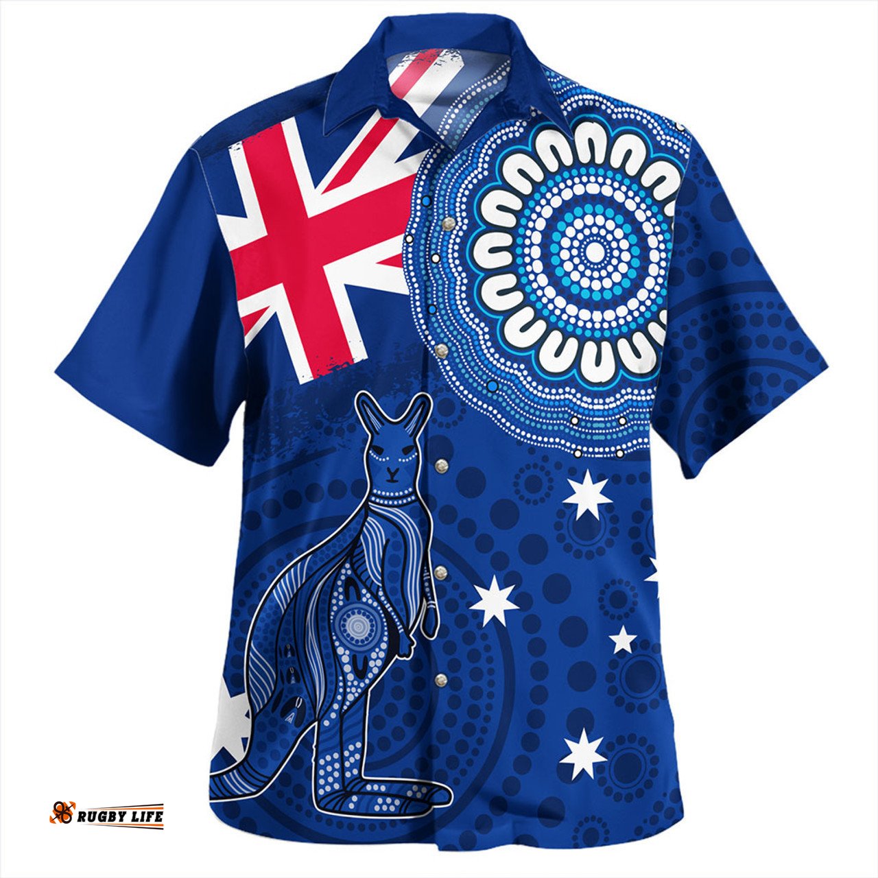 Australia Hawaiian Shirt Flag With Kangaroo Aboriginal