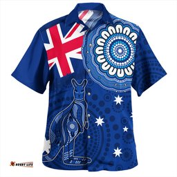 Australia Hawaiian Shirt Flag With Kangaroo Aboriginal