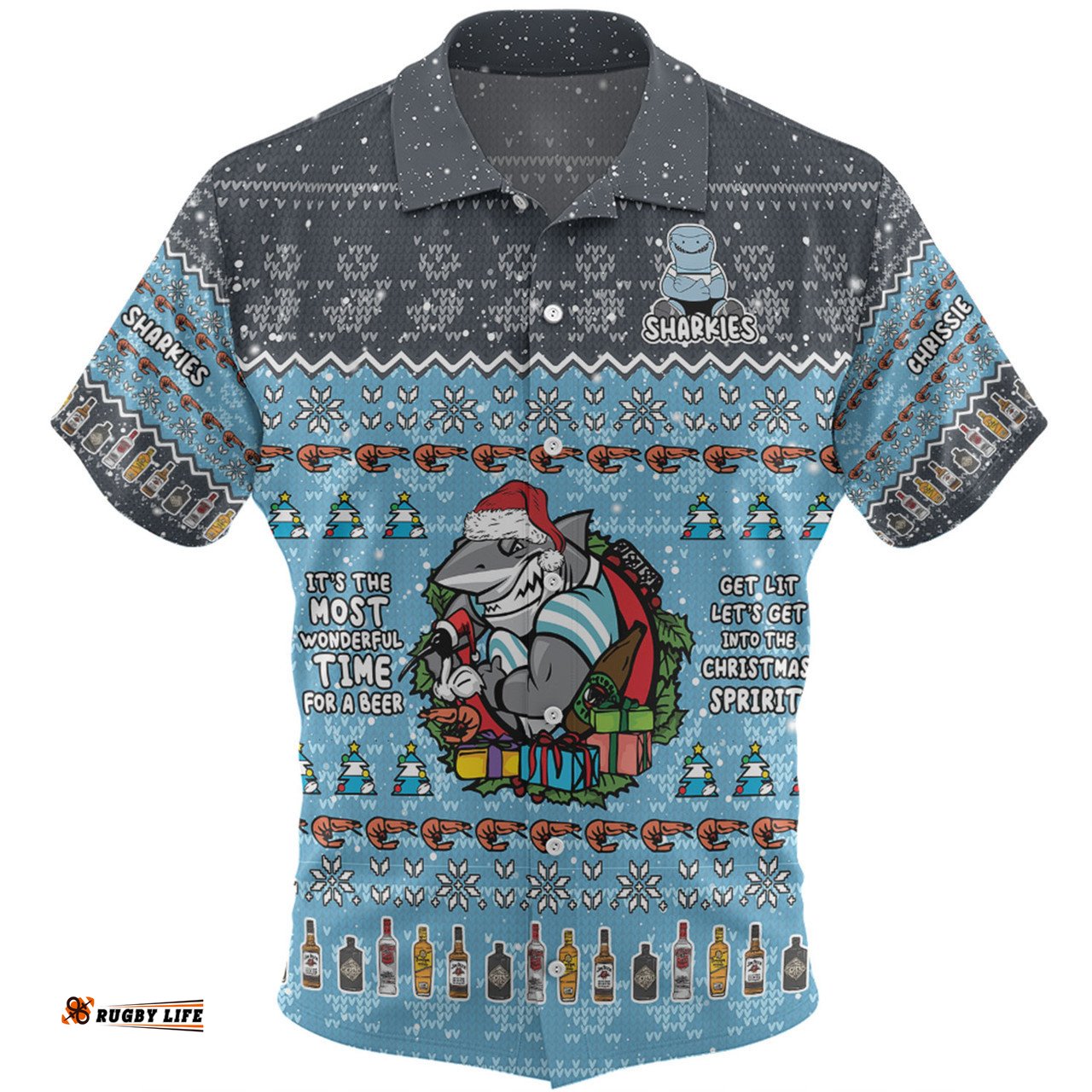 Cronulla-Sutherland Sharks Christmas Custom Hawaiian Shirt - Chrissie Spirit Hawaiian Shirt
