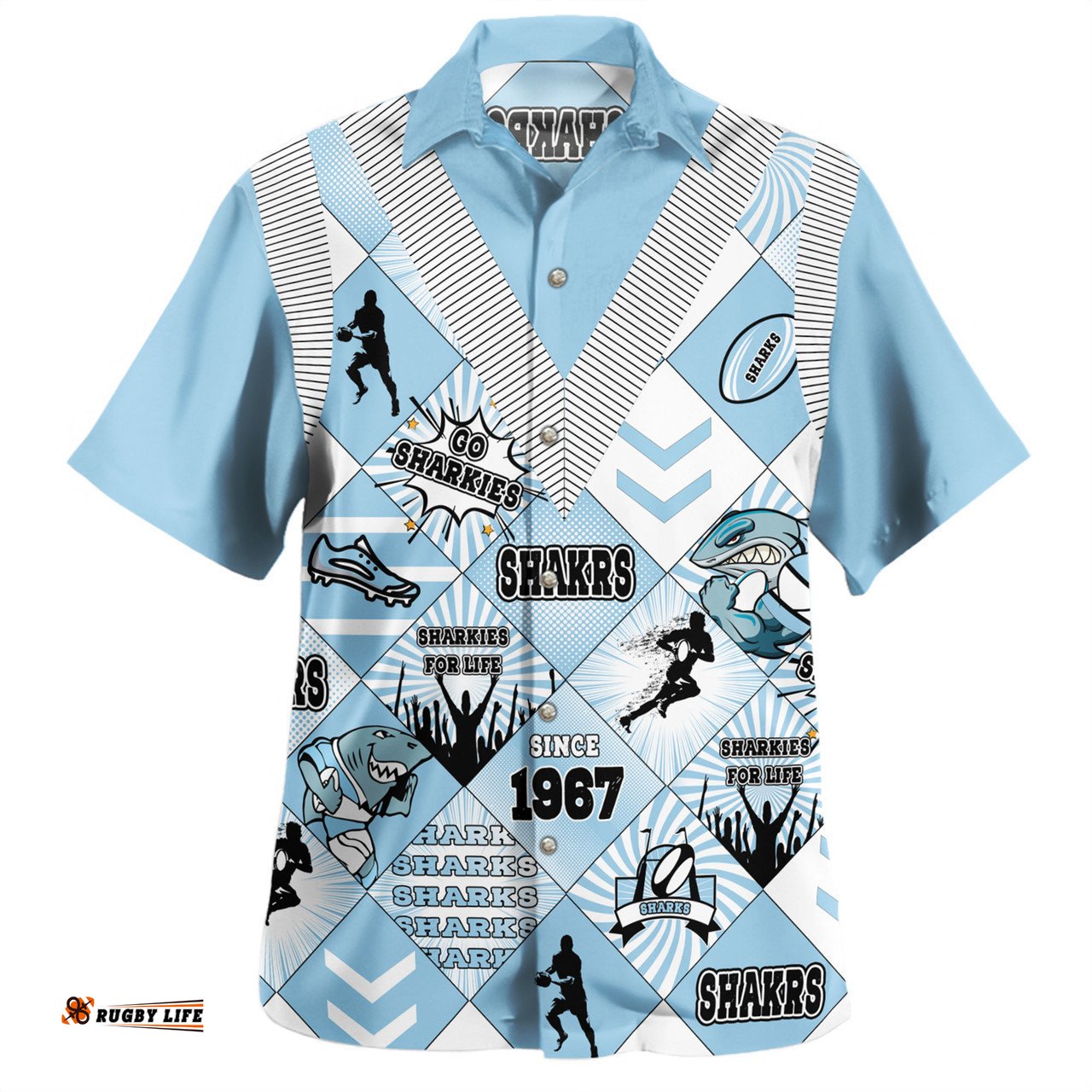 Cronulla-Sutherland Sharks Hawaiian Shirt - Argyle Patterns Style Tough Fan Rugby For Life