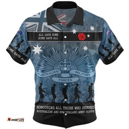 Australia Anzac Day Hawaiian Shirt - Australia and New Zealand Warriors All gave some Some Gave All Blue Hawaiian Shirt