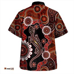 Australia Hawaiian Shirt Aboriginal Inspired Lizard Dot Painting