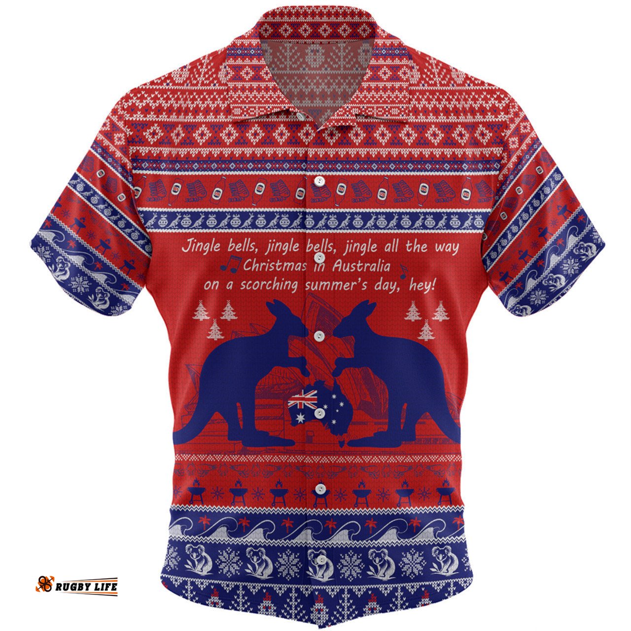 Australian Christmas Carol Christmas Hawaiian Shirt - Jingle Bells Ugly Style Hawaiian Shirt