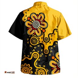 Australia Hawaiian Shirt Aboriginal Style Of Background Yellow