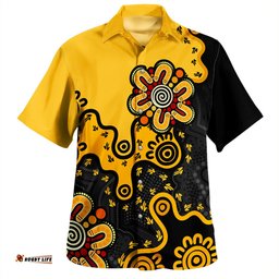 Australia Hawaiian Shirt Aboriginal Style Of Background Yellow