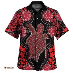 Australia Hawaiian Shirt - Aboriginal Art Red Turtle Inspired