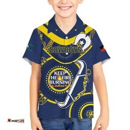 Custom NRL Cowboys NAIDOC Week Hawaiian Shirt Keep The Fire Burning Indigenous Art