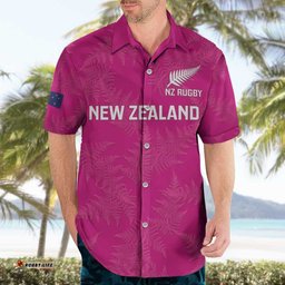 Custom New Zealand Silver Fern Rugby Hawaiian Shirt Go Aotearoa Pink Version
