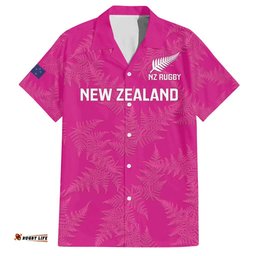Custom New Zealand Silver Fern Rugby Hawaiian Shirt Go Aotearoa Pink Version