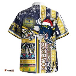 North Queensland Cowboys Hawaiian Shirt - Merry "Super North Queensland Cowboys" Christmas Scratch Ho Ho Ho Hawaiian Shirt