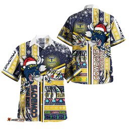 North Queensland Cowboys Hawaiian Shirt - Merry "Super North Queensland Cowboys" Christmas Scratch Ho Ho Ho Hawaiian Shirt