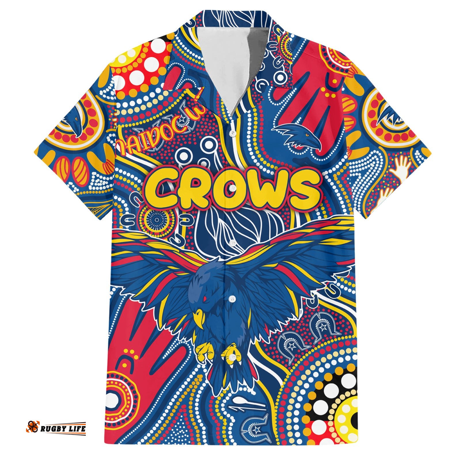 Personalised NAIDOC Week 2024 Adelaide Crows Hawaiian Shirt Australian Aboriginal Hand Painting