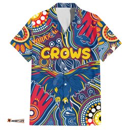 Personalised NAIDOC Week 2024 Adelaide Crows Hawaiian Shirt Australian Aboriginal Hand Painting