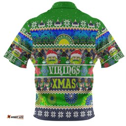 Canberra Raiders Christmas Aboriginal Custom Hawaiian Shirt - Indigenous Knitted Ugly Xmas Style Hawaiian Shirt