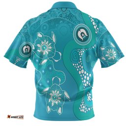 Australia Turtles Aboriginal Hawaiian Shirt - Indigenous Dot Turtles In The Ocean (Sapphire) Hawaiian Shirt
