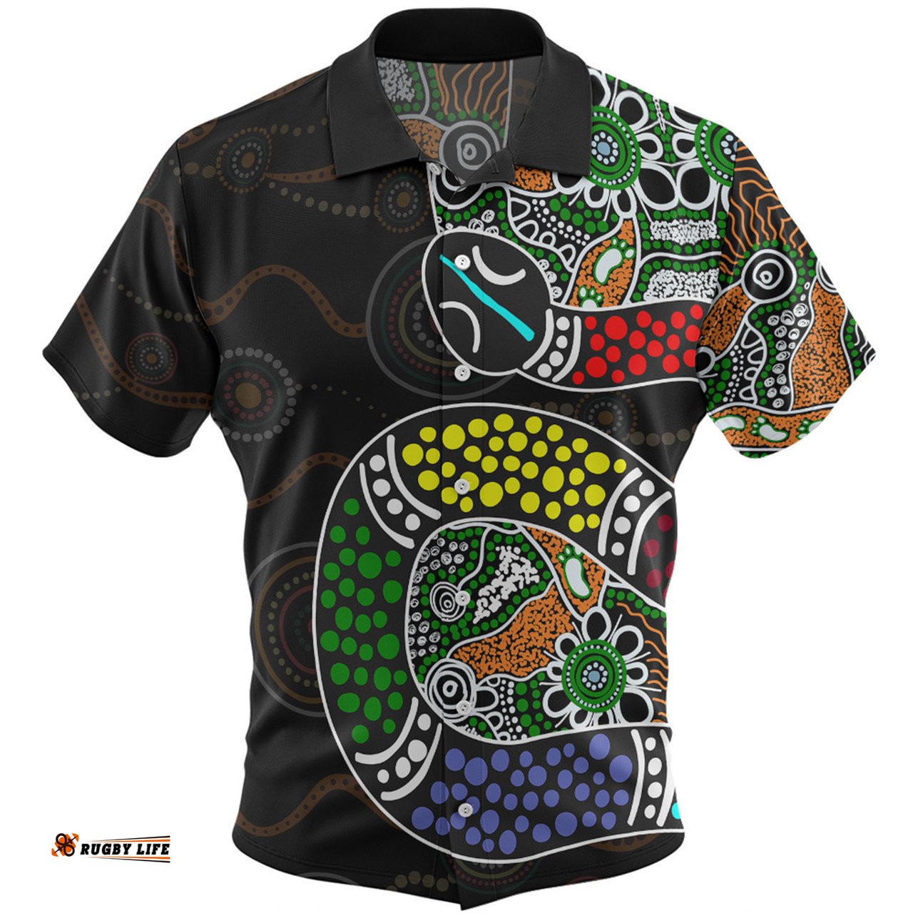 Australia Rainbow Serpent Aboriginal Hawaiian Shirt - Dreamtime Rainbow Serpent Contemporary Style Hawaiian Shirt