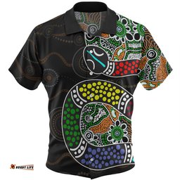 Australia Rainbow Serpent Aboriginal Hawaiian Shirt - Dreamtime Rainbow Serpent Contemporary Style Hawaiian Shirt
