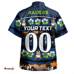 Canberra Raiders Hawaiian Shirt - Tropical Hibiscus and Coconut Trees