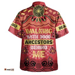 Australia Aboriginal Hawaiian Shirt - Walking with 3000 Ancestors Behind Me Red and Gold Patterns Hawaiian Shirt