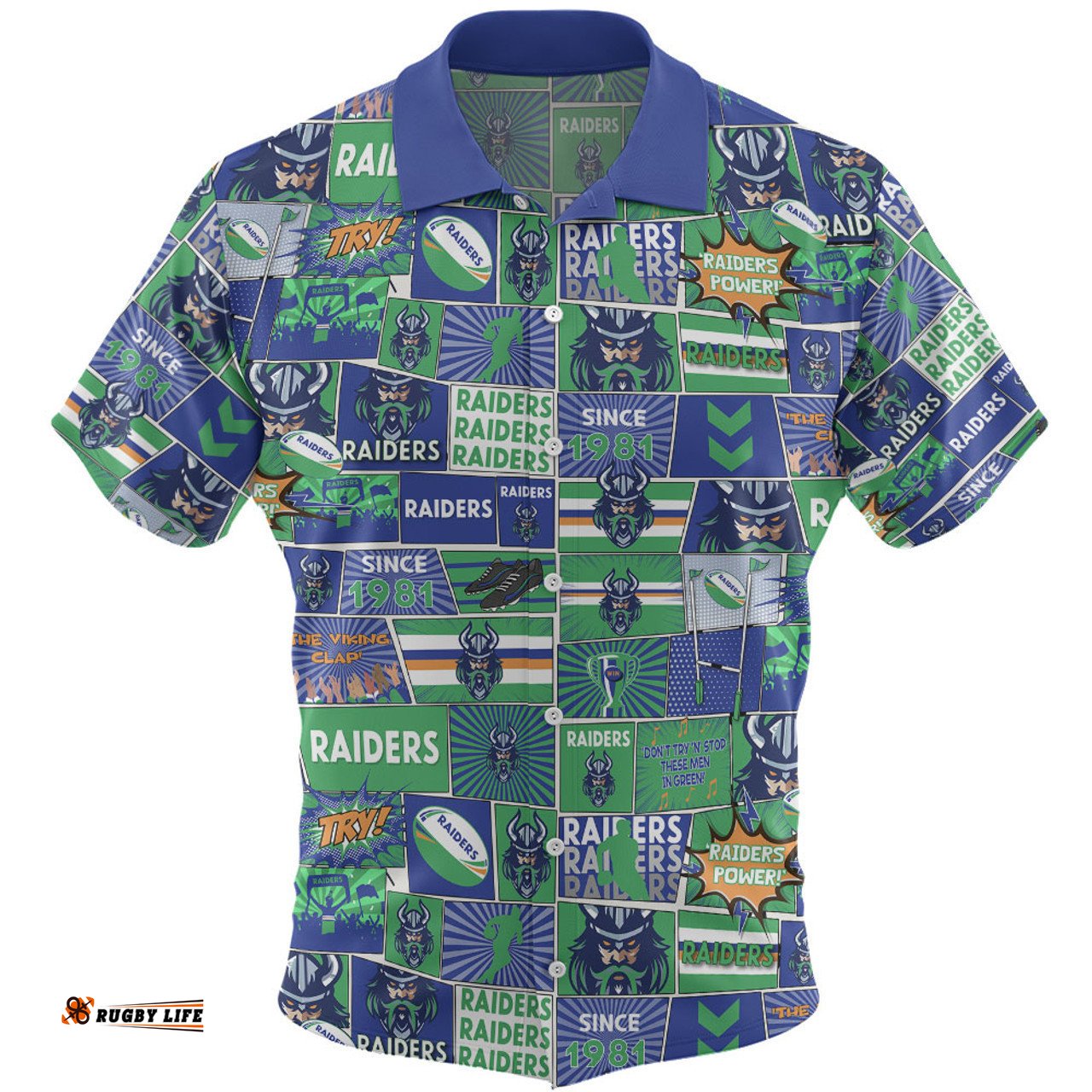 Canberra Raiders Hawaiian Shirt - Team Of Us Die Hard Fan Supporters Comic Style