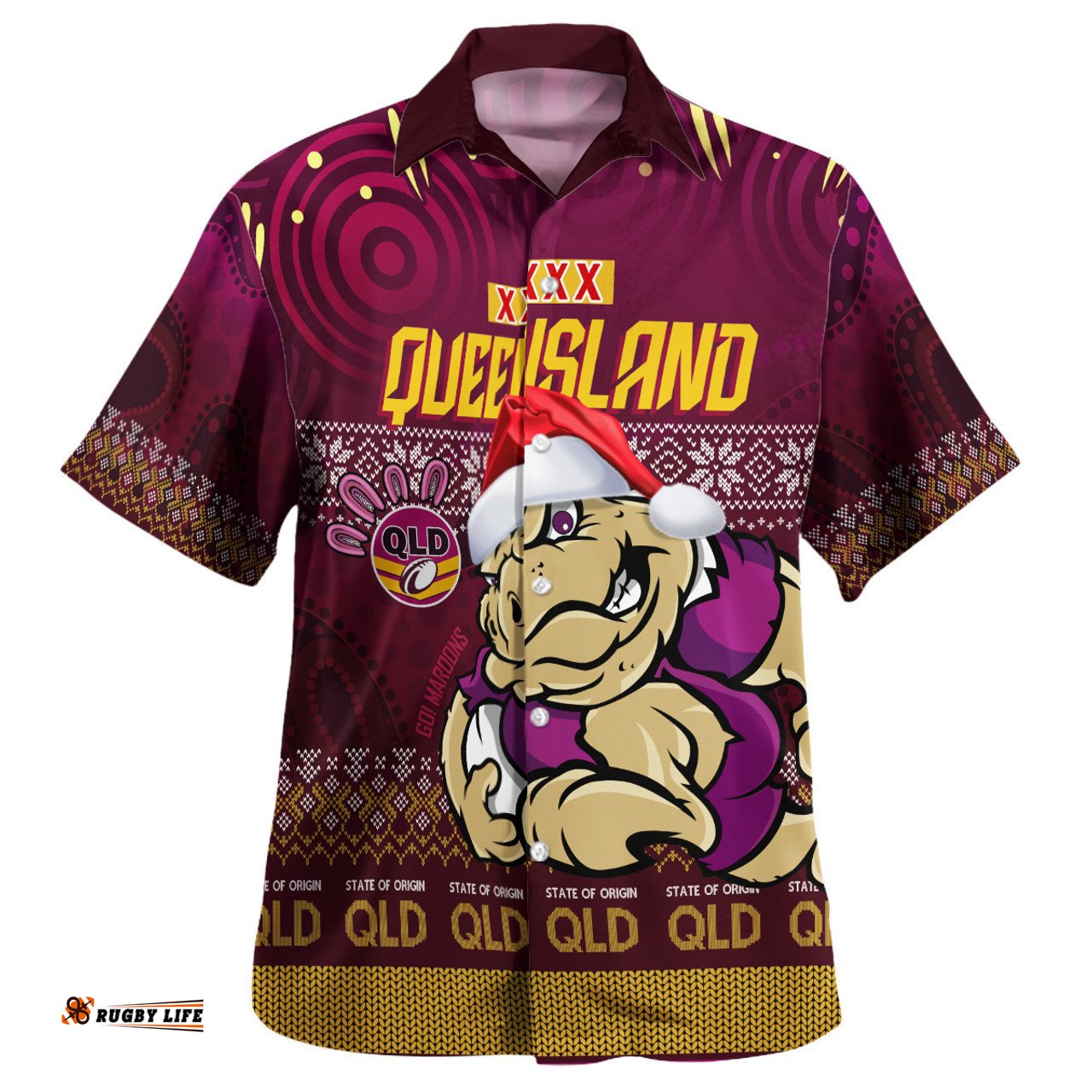 Cane Toads Hawaiian Shirt - Custom Christmas QLD Maroons Cane Toads Aboriginal Inspired
