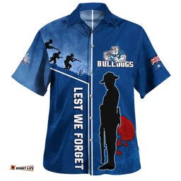 Canterbury-Bankstown Bulldogs Hawaiian Shirt - Anzac Day Lest We Forget Poppy