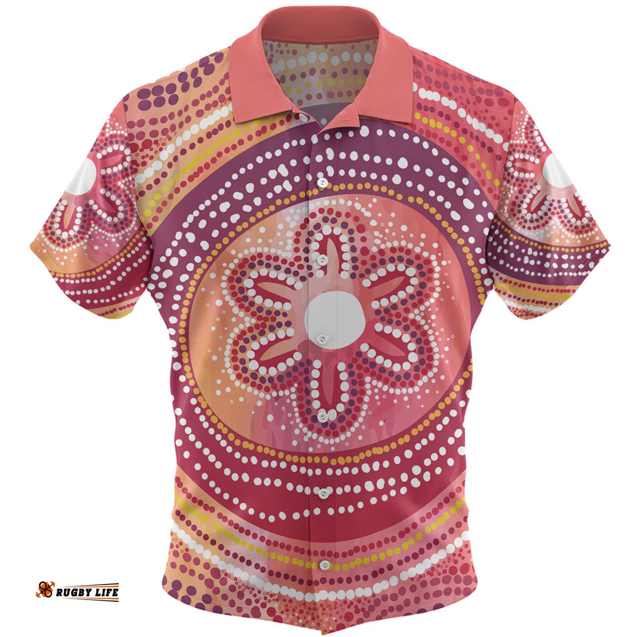 Australia Dot Painting Inspired Aboriginal Hawaiian Shirt - Aboriginal Style Dot Hawaiian Shirt