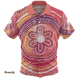 Australia Dot Painting Inspired Aboriginal Hawaiian Shirt - Aboriginal Style Dot Hawaiian Shirt
