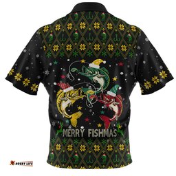 Australia Christmas Fishing Custom Hawaiian Shirt - Merry Fishmas Fishing Ugly Christmas Hawaiian Shirt