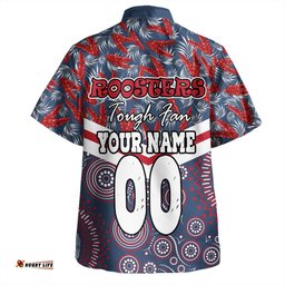 Sydney Roosters Hawaiian Shirt - Tropical Patterns And Dot Painting Eat Sleep Rugby Repeat