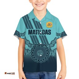 Custom Australia Matildas Hawaiian Shirt Aussie Aboriginal Turquoise Version