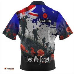Australia Hawaiian Shirt - Custom Anzac Day Soldiers With Australia Flag Grunge Style