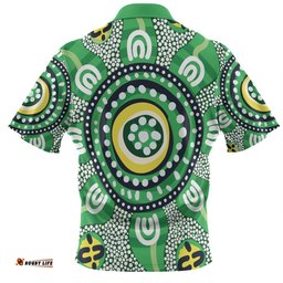 Australia Dot Painting Inspired Aboriginal Hawaiian Shirt - Green Aboriginal Inspired Dot Art Hawaiian Shirt