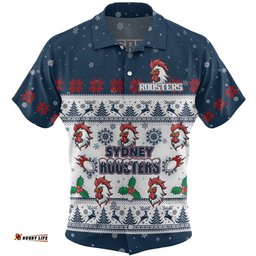 Sydney Roosters Christmas Custom Hawaiian Shirt - Special Ugly Christmas Hawaiian Shirt
