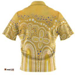 Australia Aboriginal Hawaiian Shirt - Dot painting illustration in Aboriginal style Yellow Hawaiian Shirt