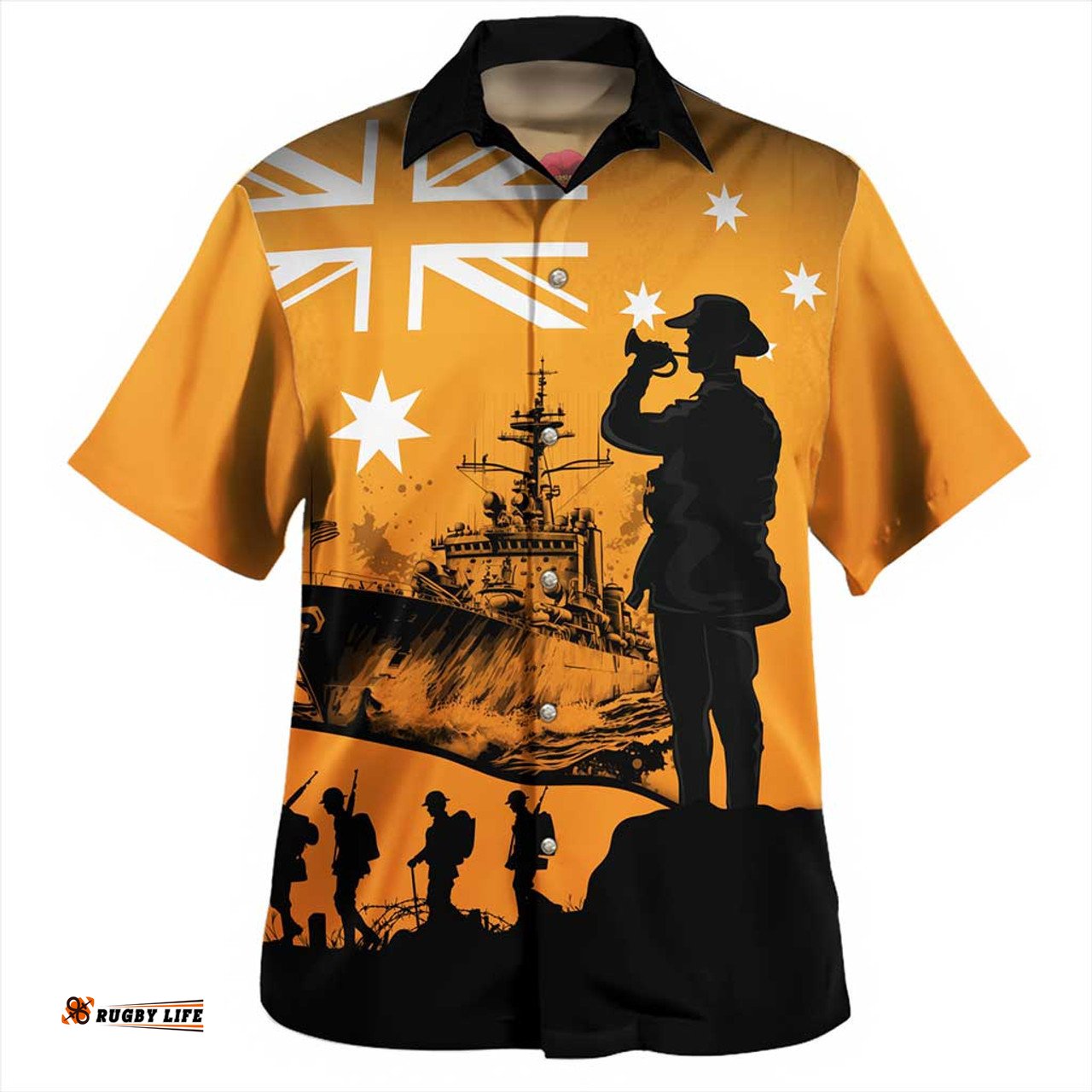 Australia Hawaiian Shirt Lest We Forget Navy Anzac