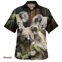 Australia Koala Hawaiian Shirt - Three Koalas with Gum Trees Ver3 Hawaiian Shirt