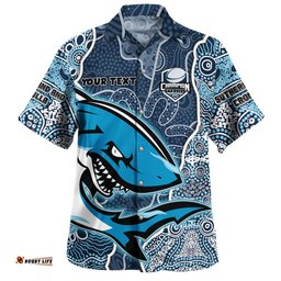 Cronulla-Sutherland Sharks Grand Final Custom Hawaiian Shirt - Custom Cronulla-Sutherland Sharks and Sutherland Sharkies With Contemporary Style Of Aboriginal Painting Hawaiian Shirt