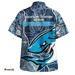 Cronulla-Sutherland Sharks Grand Final Custom Hawaiian Shirt - Custom Cronulla-Sutherland Sharks and Sutherland Sharkies With Contemporary Style Of Aboriginal Painting Hawaiian Shirt