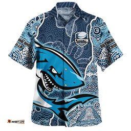 Cronulla-Sutherland Sharks Grand Final Custom Hawaiian Shirt - Custom Cronulla-Sutherland Sharks and Sutherland Sharkies With Contemporary Style Of Aboriginal Painting Hawaiian Shirt