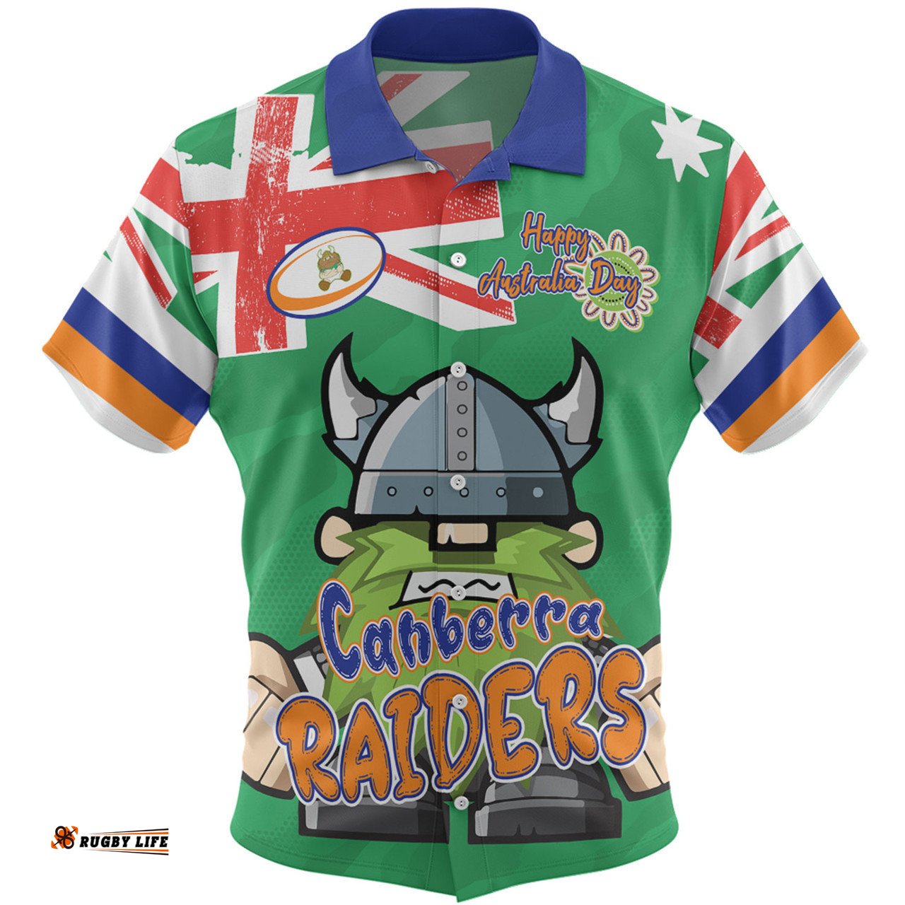 Canberra Raiders Hawaiian Shirt - Happy Australia Day We Are One And Free