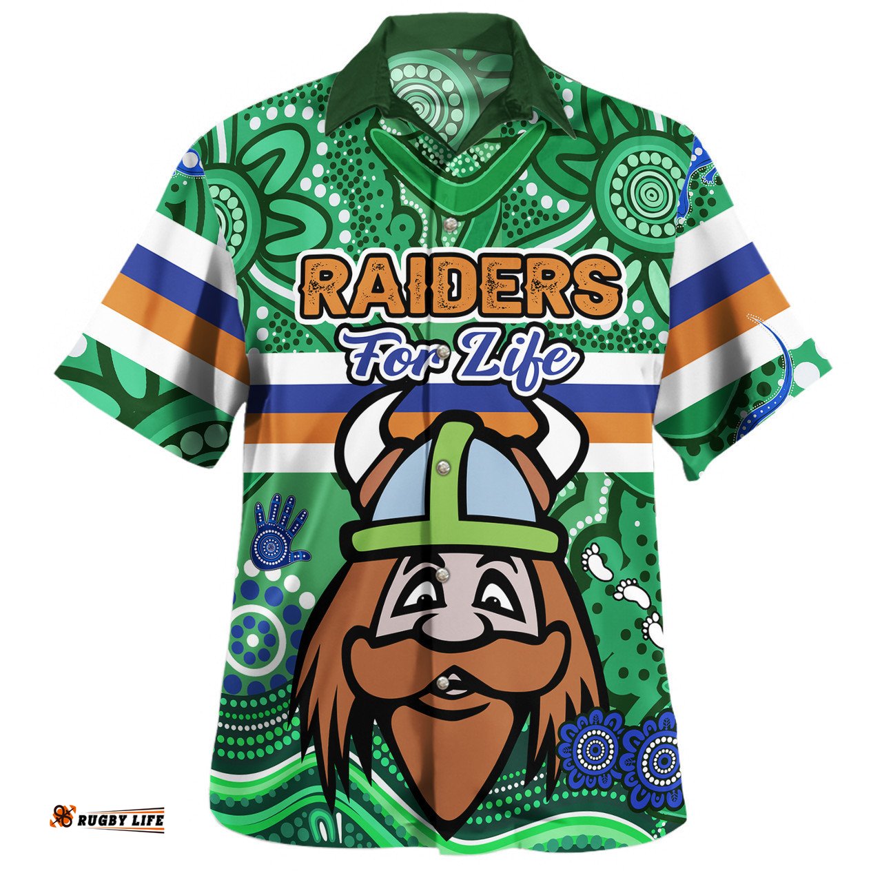 Canberra Raiders Custom Hawaiian Shirt - Canberra Raiders For Life With Aboriginal Style Hawaiian Shirt