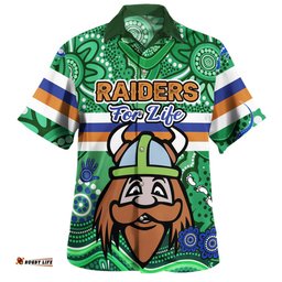 Canberra Raiders Custom Hawaiian Shirt - Canberra Raiders For Life With Aboriginal Style Hawaiian Shirt