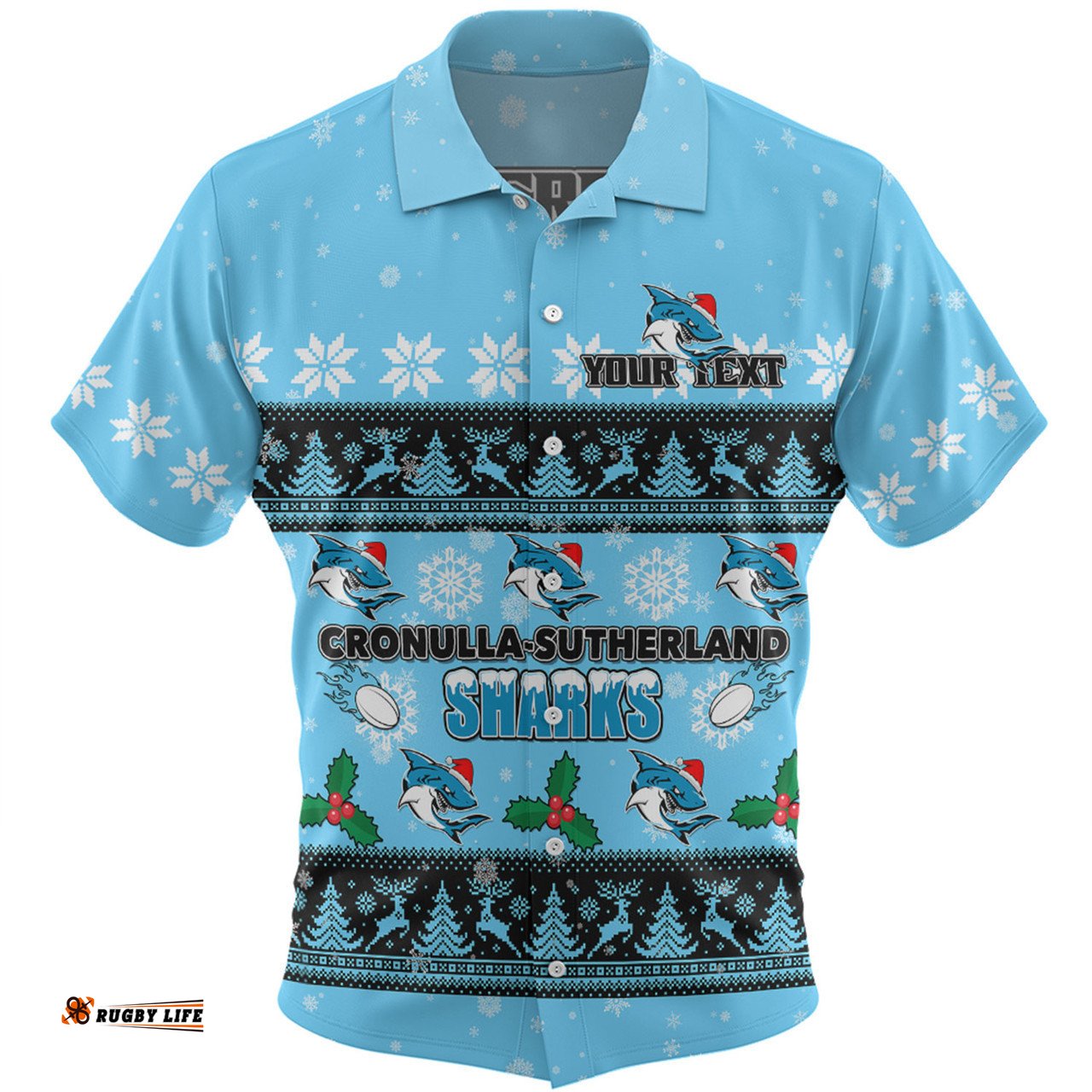 Cronulla-Sutherland Sharks Christmas Custom Hawaiian Shirt - Special Ugly Christmas Hawaiian Shirt