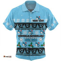 Cronulla-Sutherland Sharks Christmas Custom Hawaiian Shirt - Special Ugly Christmas Hawaiian Shirt