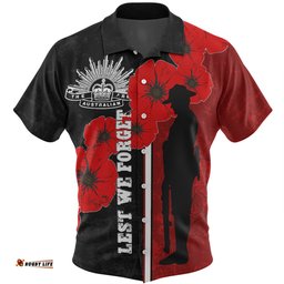 Australia Anzac Day Hawaiian Shirt - Lest We Forget Remebrance Day (Black) Hawaiian Shirt
