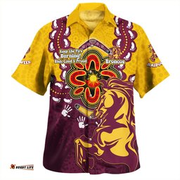 Brisbane Broncos Hawaiian Shirt Aboriginal Inspired Naidoc Symbol Pattern