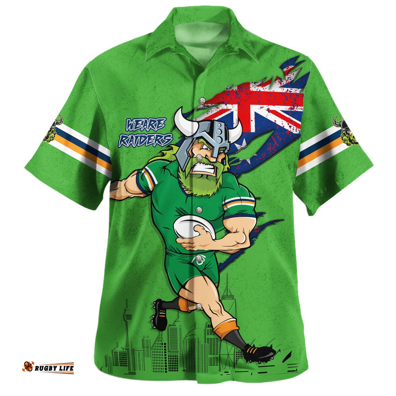 Canberra Raiders Hawaiian Shirt Custom For Die Hard Fan Australia Flag Scratch Style