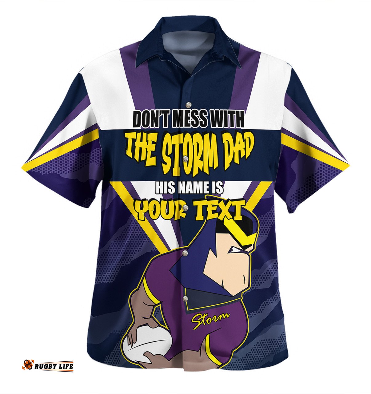 Melbourne Storm Father's Day Hawaiian Shirt - Screaming Dad and Crazy Fan