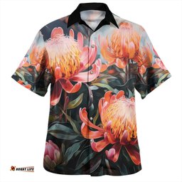 Australia Waratah Hawaiian Shirt - Waratah Oil Painting Abstract Ver2 Hawaiian Shirt